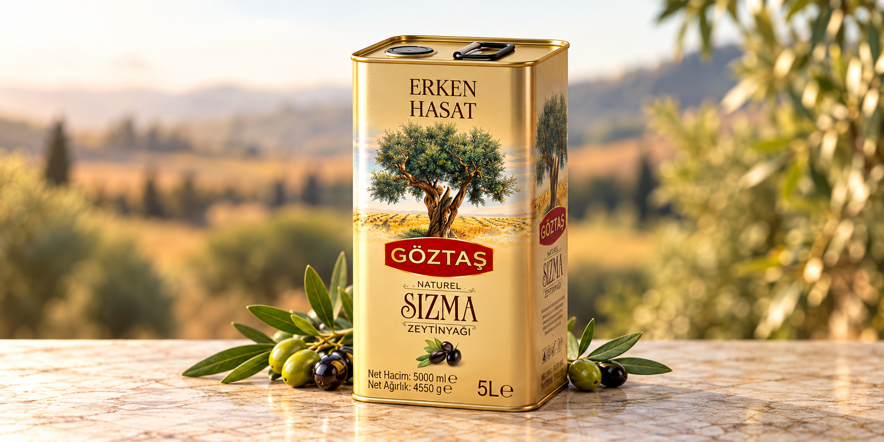Göztaş Erken Hasat Naturel Sızma Zeytinyağı 5 Lt Teneke